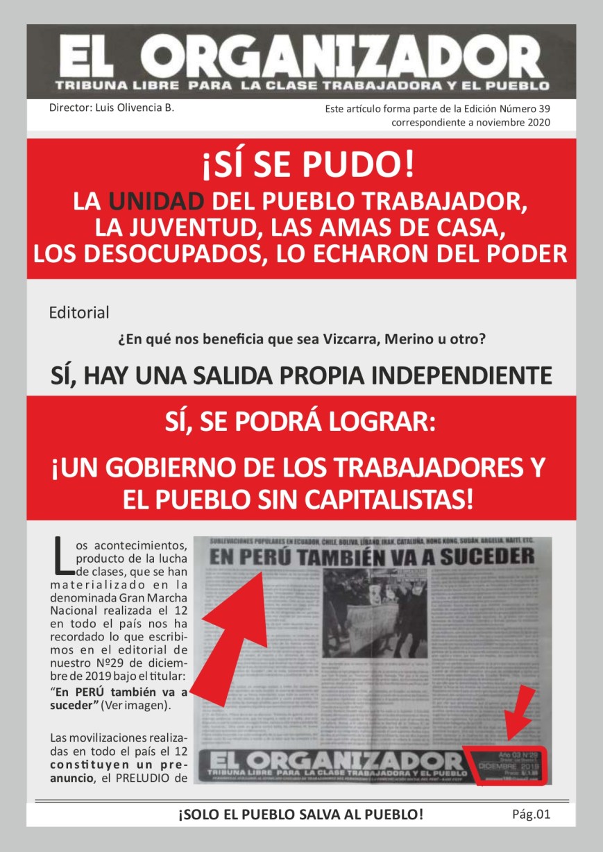 Perú: ante la crisis política, si hay una salida propia e independiente un gobierno de los trabajadores y el pueblo sin capitalistas