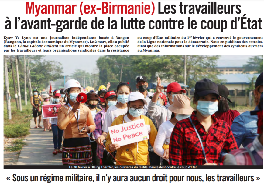 Myanmar (ex – Birmania). Los trabajadores a la vanguardia de la lucha contra el golpe de Estado.